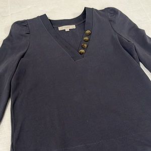 LOFT Gray V-neck Button Sweatshirt